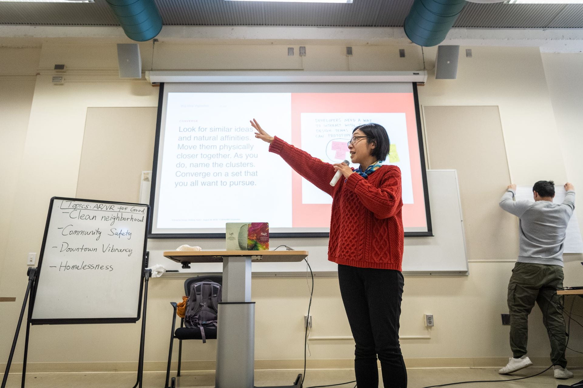 Associate Professor Yu Chen speaks in class. Photo by Robert C. Bain.