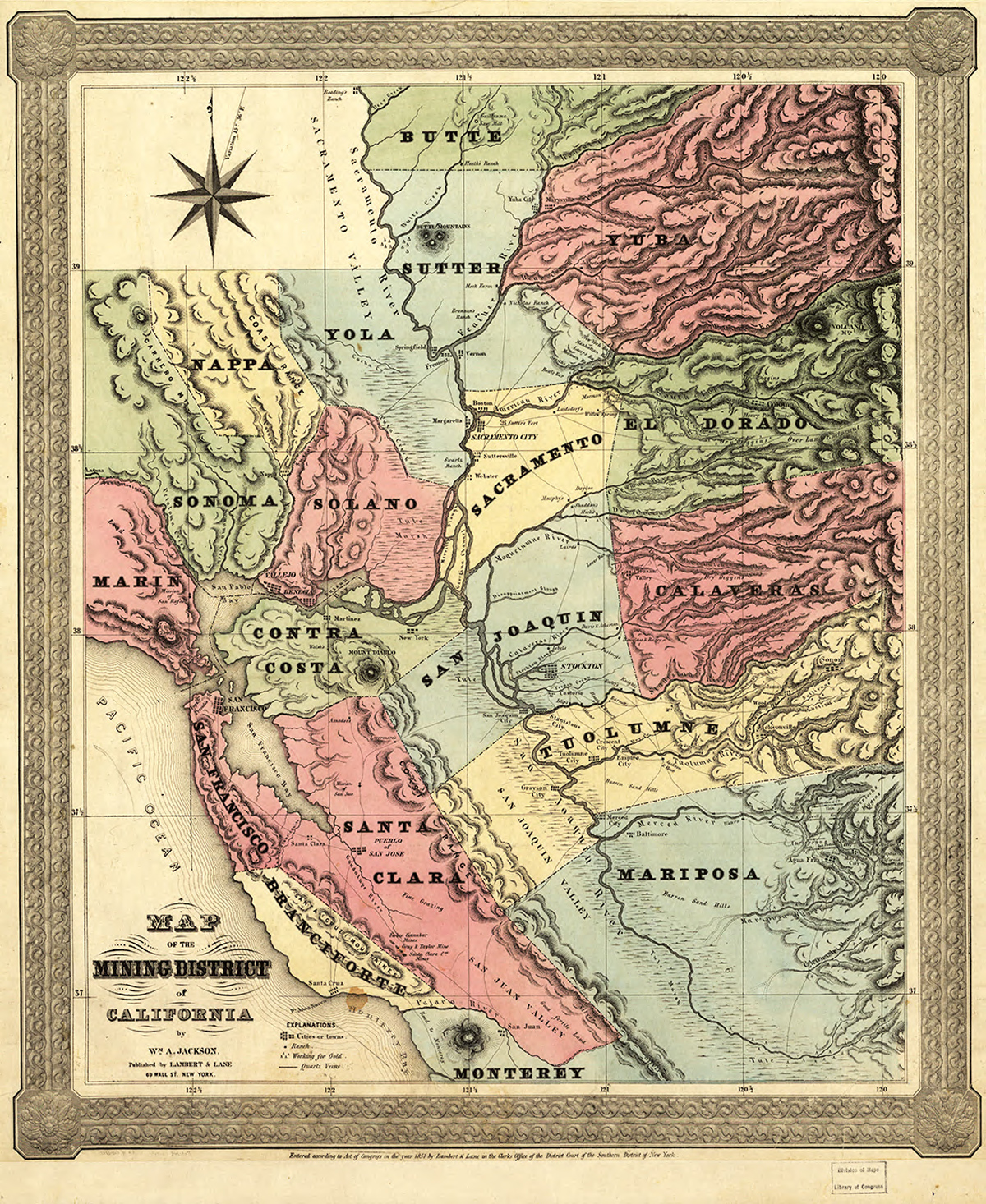 Map of the Mining District of California.