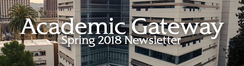 Spring 2018 Academic Gateway Newsletter Header Image of Library Building