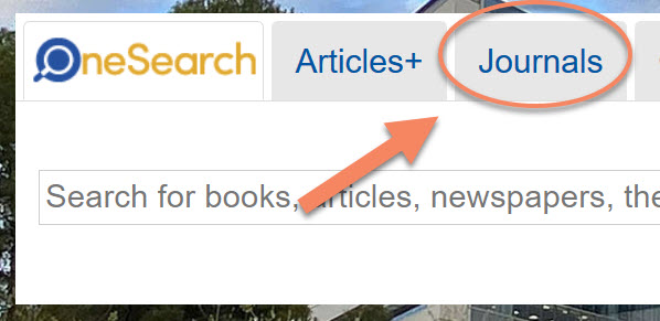 Screenshot of Journals search link