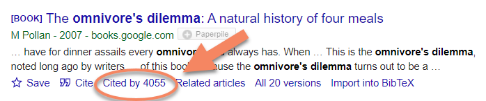 Screenshot of Cited by link in Google Scholar