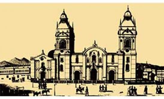 Sketch of the Cathedral of Lima in Peru.